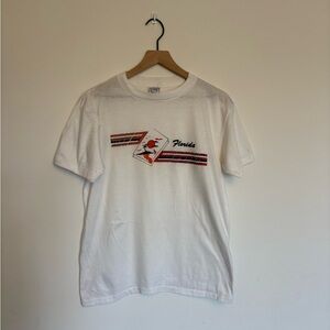 Vintage Florida Graphic T-Shirt | White Retro Travel Tee | Size Large